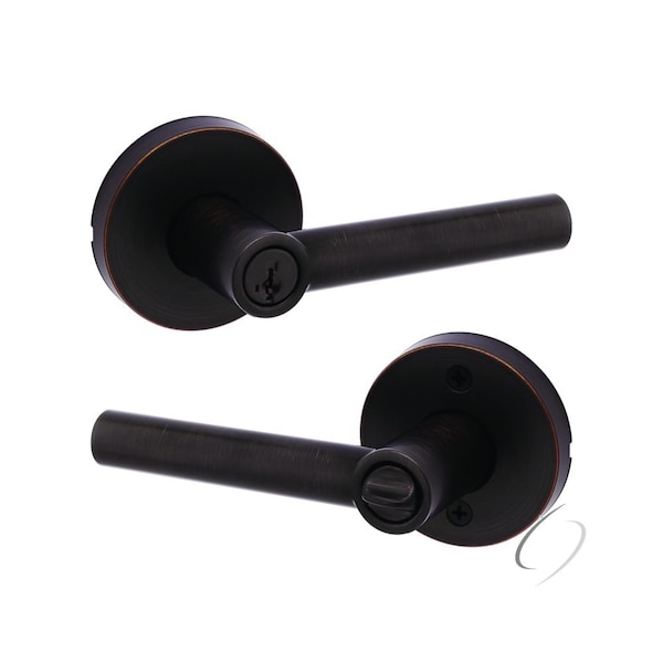 Milan Lever , Round Rose Entry Door Lock SmartKey , 6AL Latch, RCS Strike Venetian Bronze Finish